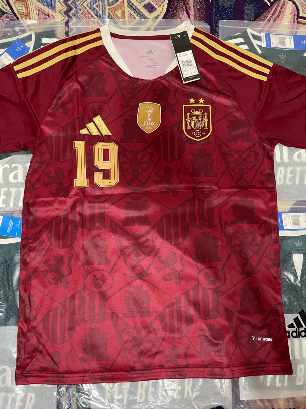 adidas Spain National Team Football Jersey - Burgundy/Gold